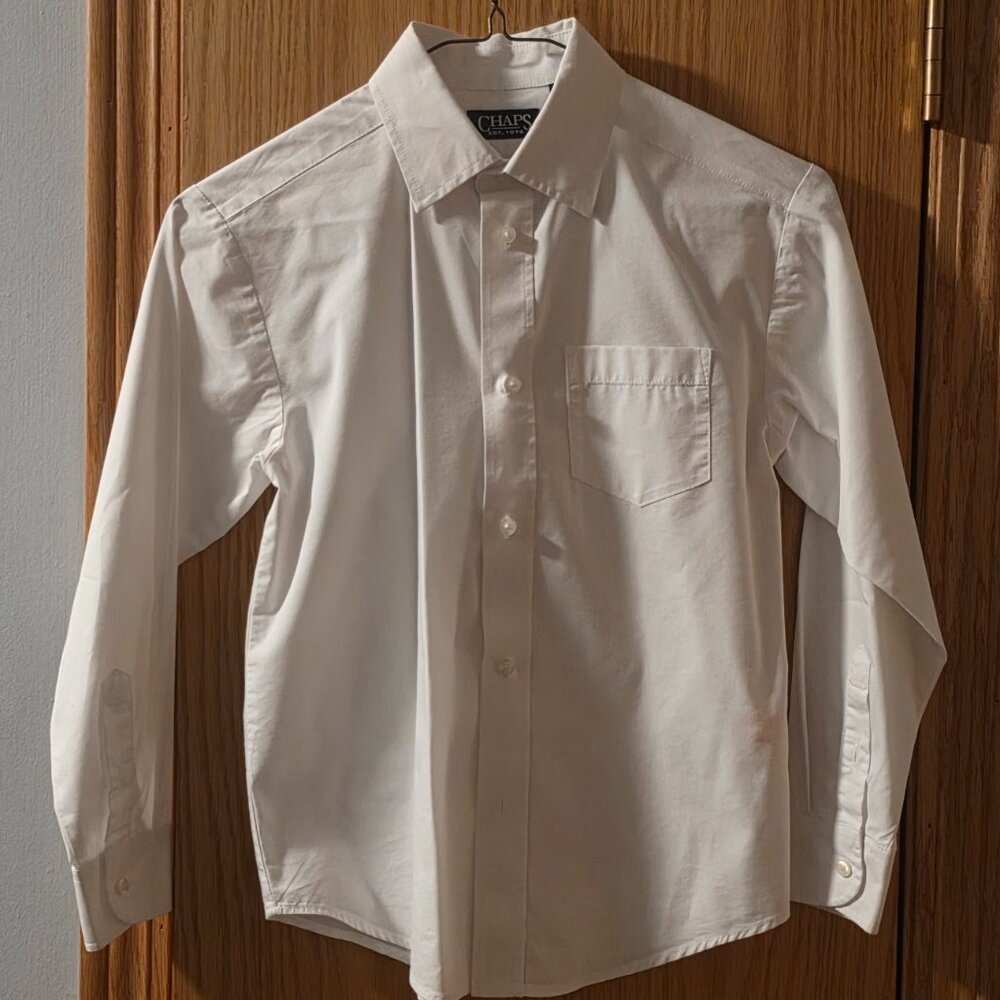 Chaps Boys’ Long-Sleeve Dress Shirt – Size 8 – Classic Formal Button-Down
